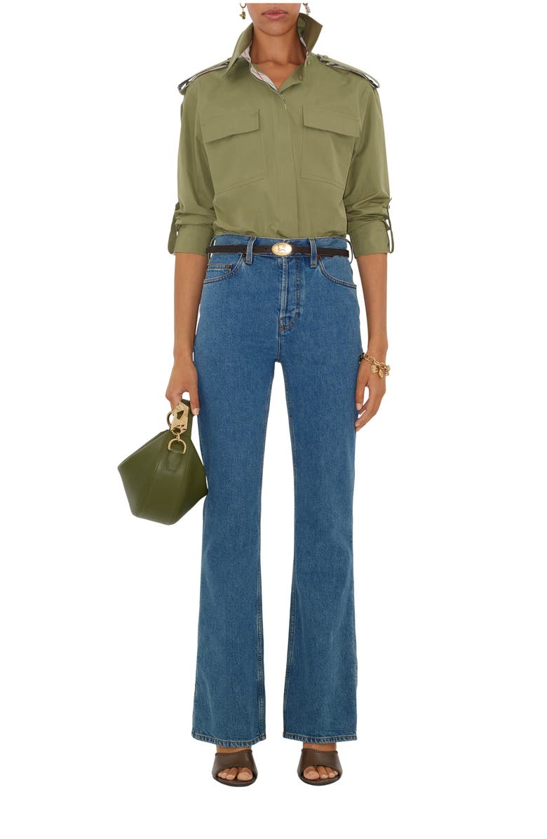 Burberry High Rise Bootcut Jeans, Main, color, Mid Blue