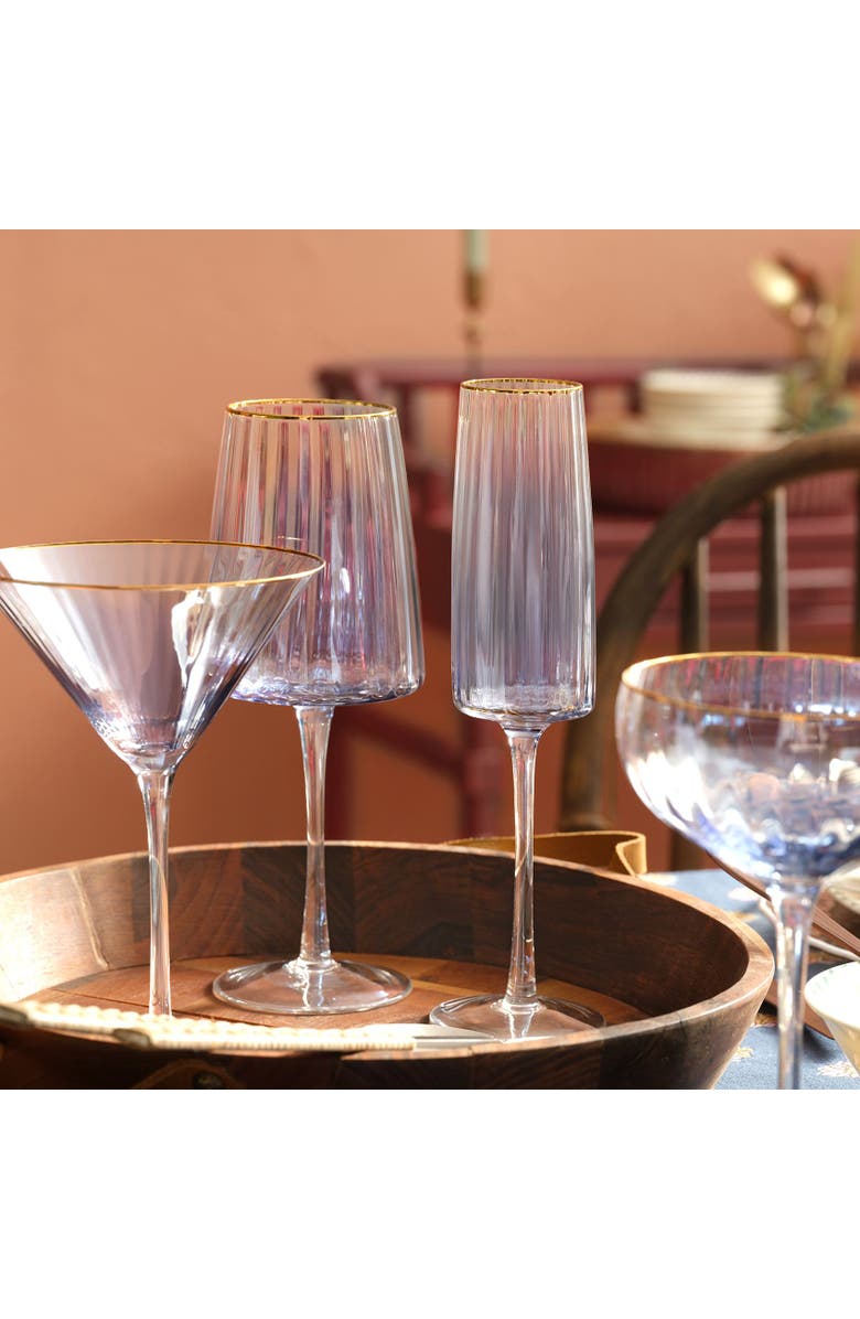 Zsa Zsa Zsu Ribbed Flute Champagne Glass 8 Oz. Set Of 3, Alternate, color, Clear