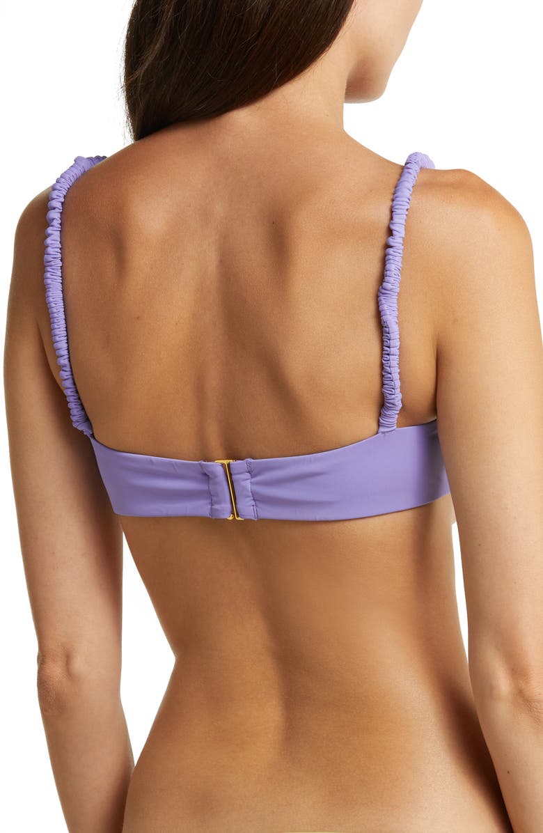 HOUSE OF CB Cassis Ruched Bikini Top, Alternate, color, Violet