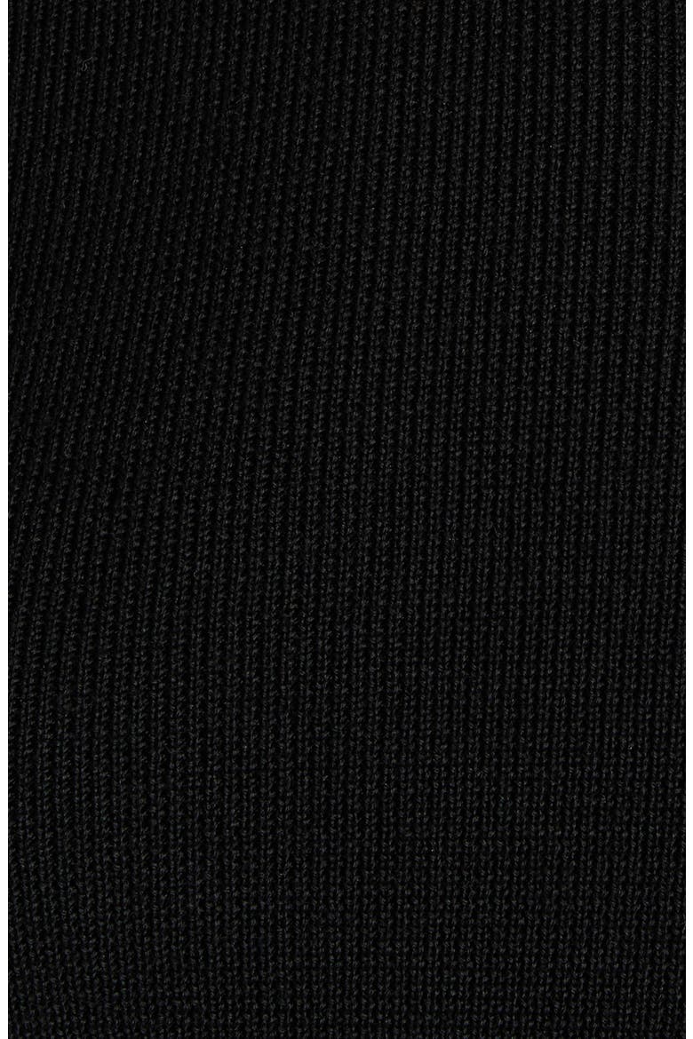 Ruffle Trim Rib Virgin Wool Sweater, Alternate, color, BLACK