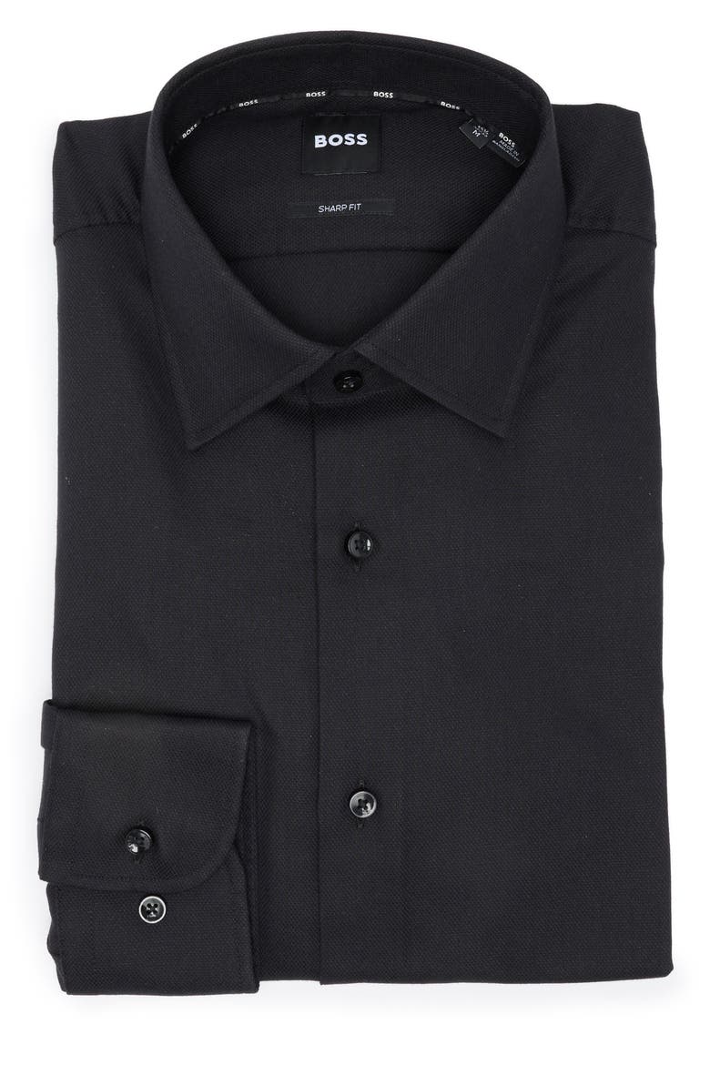 Kent Sharp Fit Cotton Dress Shirt, Alternate, color, BLACK