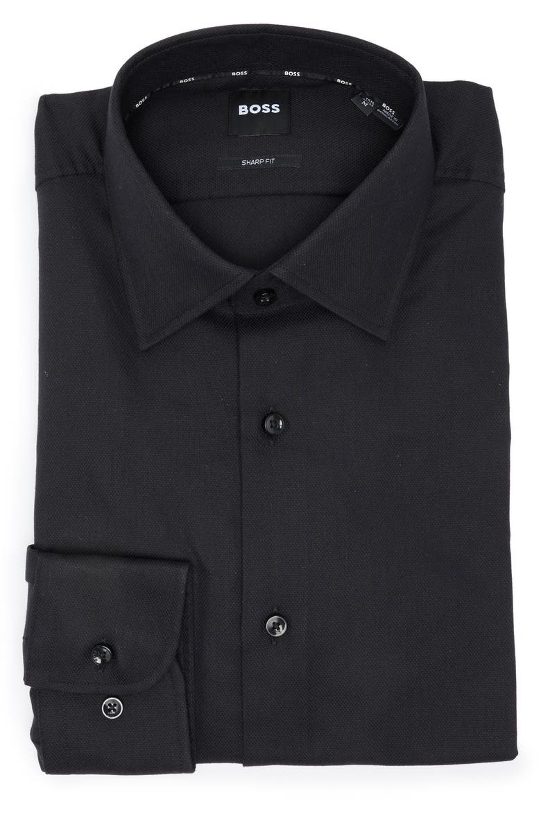 BOSS Kent Sharp Fit Cotton Dress Shirt, Alternate, color, Black