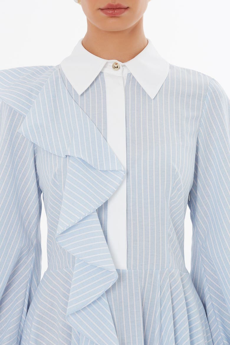 Ruffle Detail Midi Dress, Alternate, color, Baby Blue