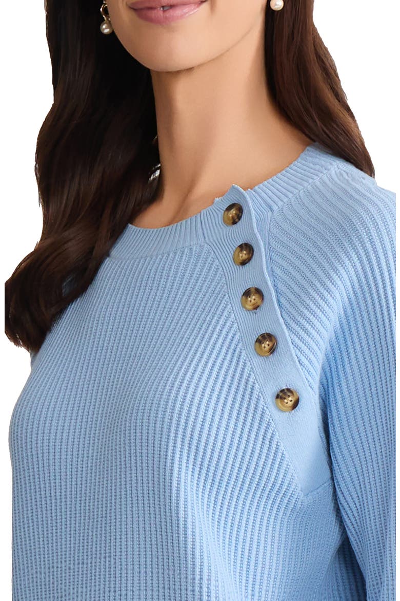 Button Shoulder Cotton Blend Sweater, Alternate, color, CHINTZ BLUE