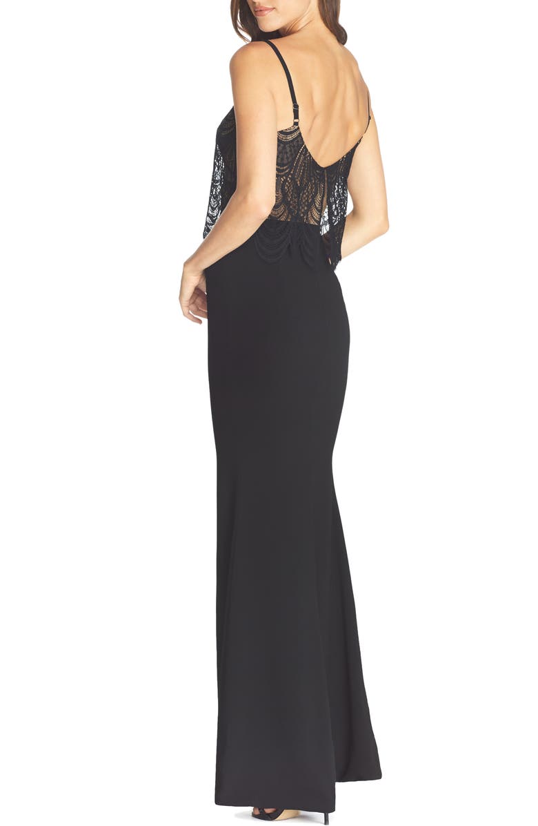 Dress the Population Roselyn Lace Popover Bodice Trumpet Gown, Alternate, color,