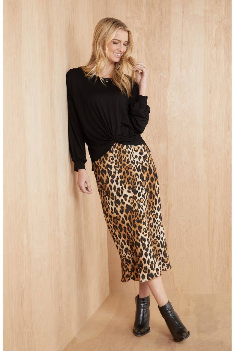 Leopard Print Bias Cut Skirt, Alternate, color, LEO