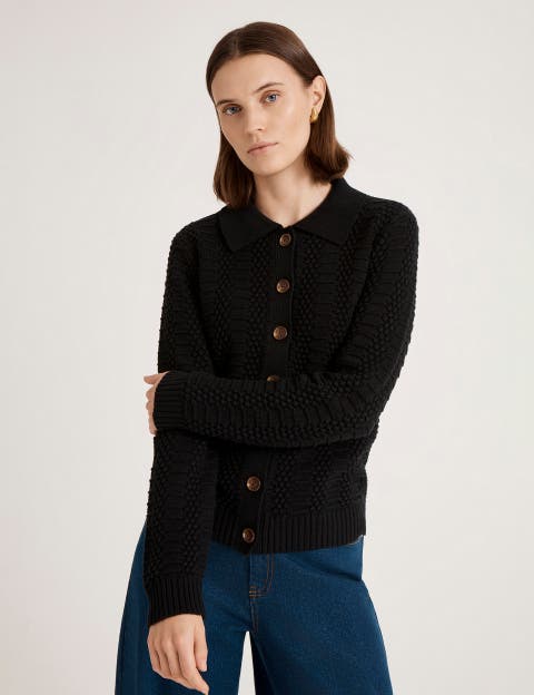 Emlyn Cotton Knitted Collared Cardigan