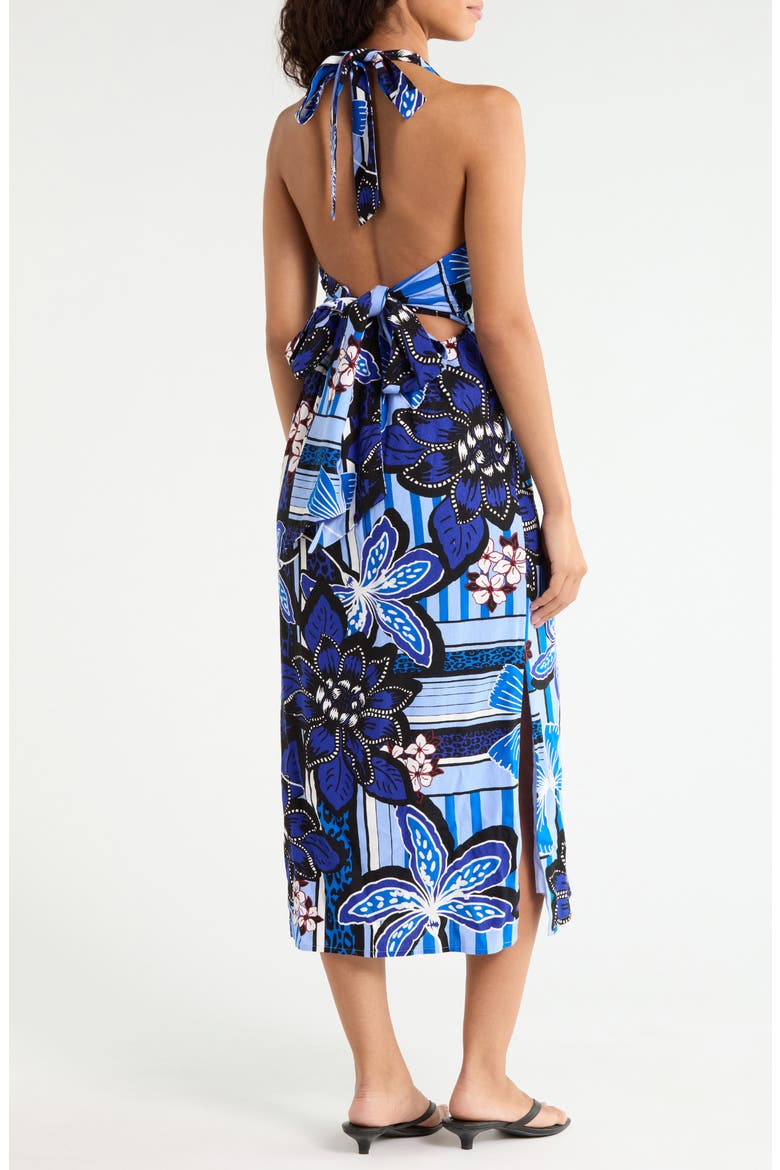 Jabi Floral Reilly Halter Midi Dress, Alternate, color, BROWN-BLUES