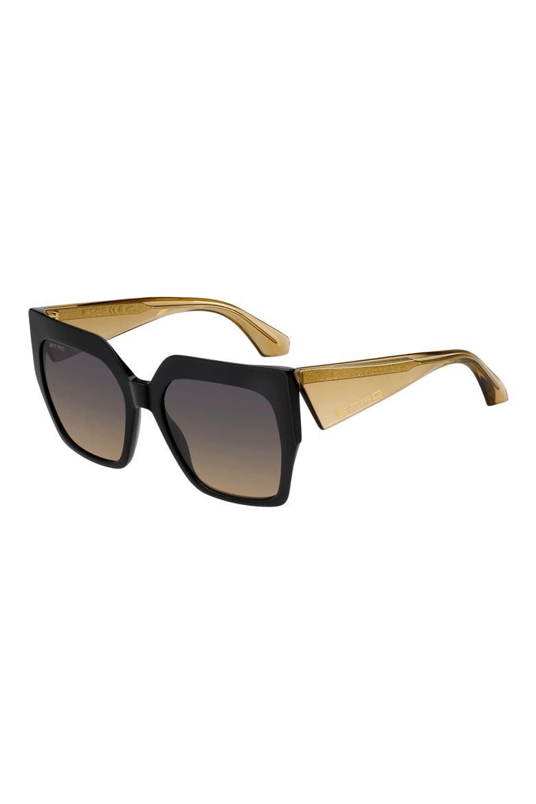 57mm Square Sunglasses, Alternate, color, BLACK YELLOW/ VIOLYELLOW DS