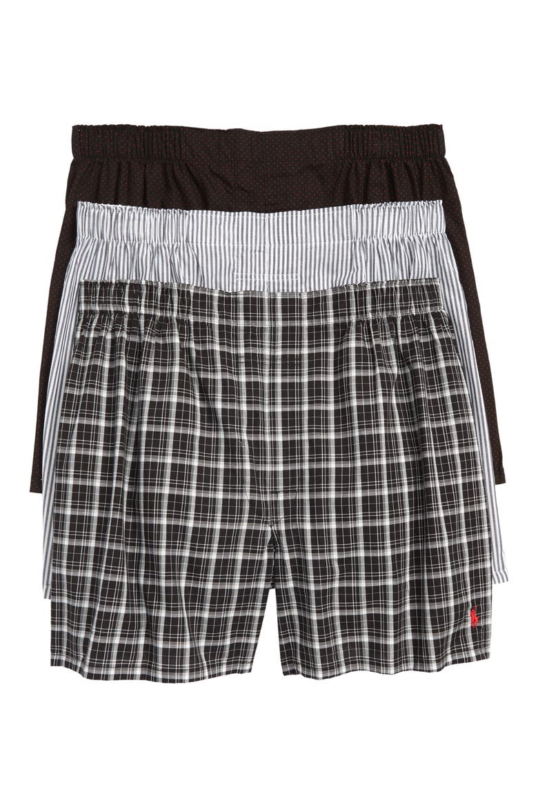 3-Pack Woven Cotton Boxers, Main, color, POLO BLACK/ DOVER/ THOMAS