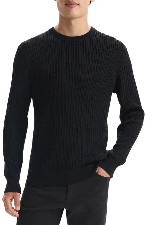 THEORY Mens Rothley Castellos Merino Wool Quarter Zip Black outlet & Blue Sweater XL