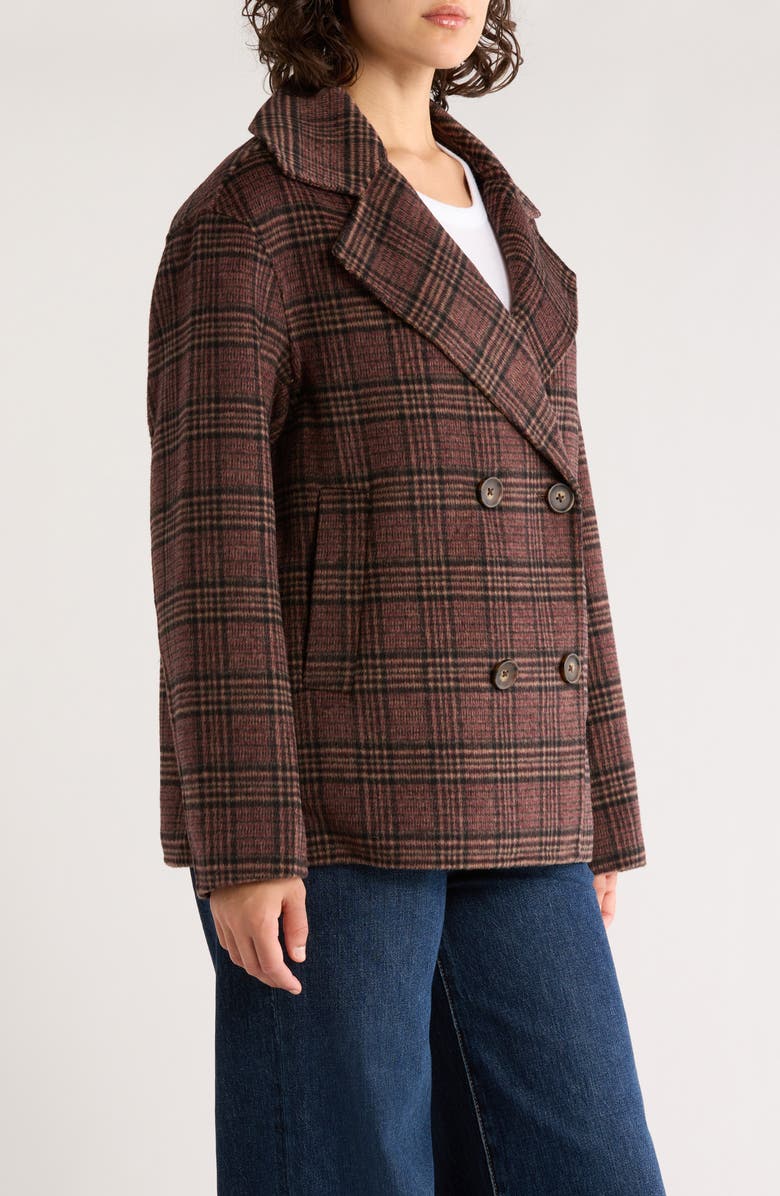 Marine Layer Colette Plaid Peacoat, Alternate, color, Warm Plaid