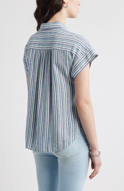 CASLONR CASLON(R) LINEN BLEND SHORT SLEEVE BUTTON-UP SHIRT
