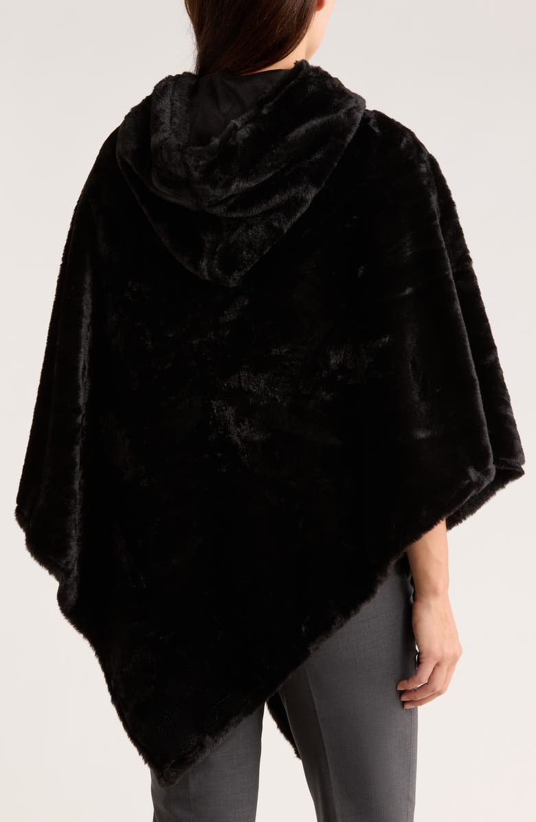Nanette Lepore Hooded Faux Fur Ruana, Alternate, color, Black