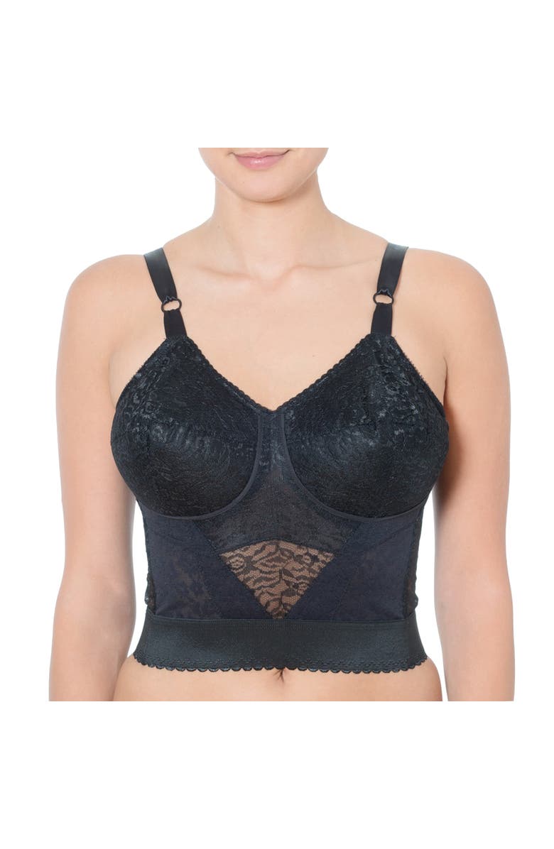 Rago Longline Wireless Shaping Bra with Expandable Cups, Main, color, Black