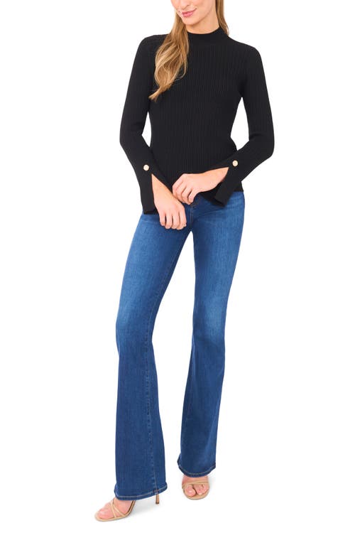 Ted Baker Alivia Mock Neck Button Cuff Sweater In Black