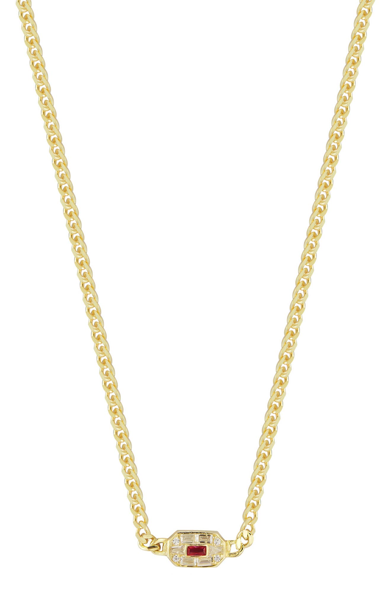 SPHERA MILANO 14K Gold Plated Sterling Silver & CZ Art Deco Station Necklace