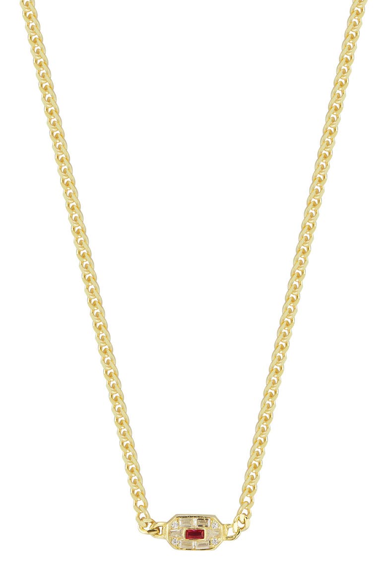 14K Gold Plated Sterling Silver & CZ Art Deco Station Necklace, Main, color, YELLOW GOLD