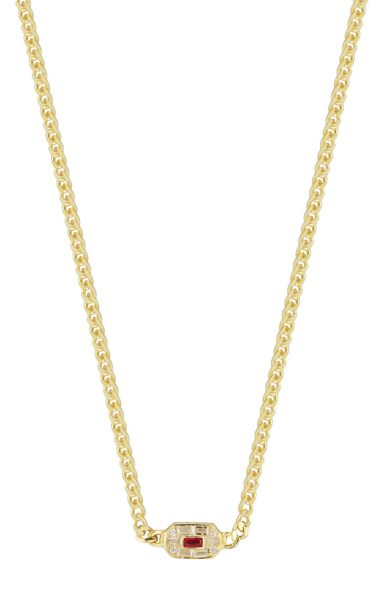SPHERA MILANO 14K Gold Plated Sterling Silver & CZ Art Deco Station Necklace, Main, color, Yellow Gold
