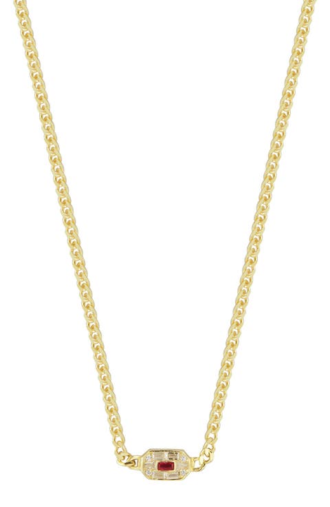 14K Gold Plated Sterling Silver & CZ Art Deco Station Necklace