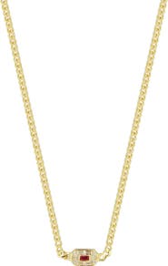SPHERA MILANO 14K Gold Plated Sterling Silver & CZ Art Deco Station Necklace