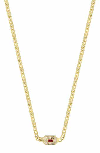 SPHERA MILANO 14K Gold Plated Sterling Silver & CZ Art Deco Station Necklace