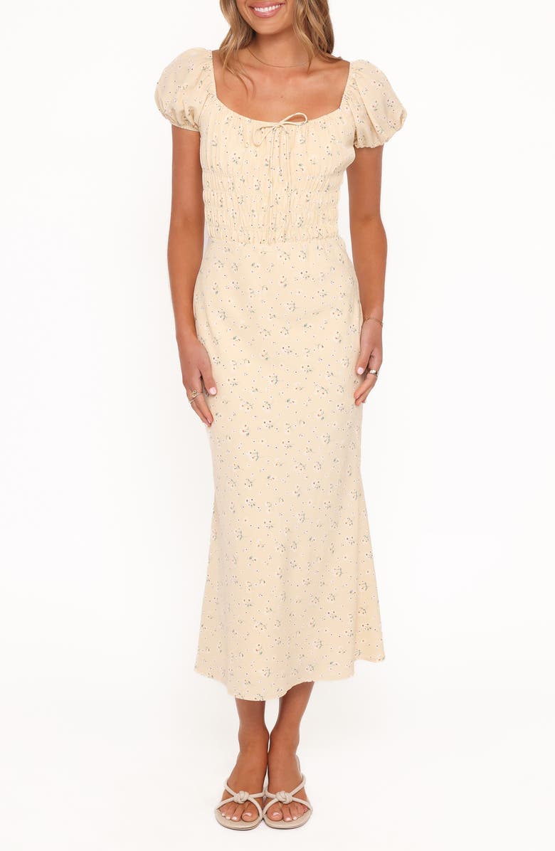 Petal & Pup Teigan Floral Midi Dress, Main, color, Yellow Floral