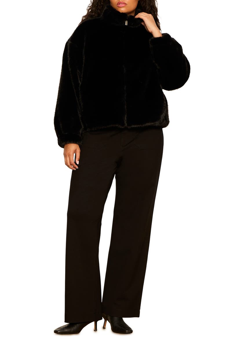 Everest Faux Fur Bomber Jacket, Alternate, color, BLACK