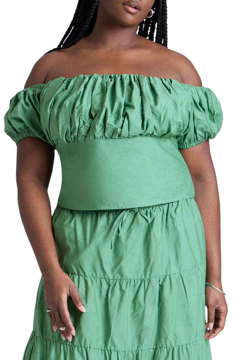ELOQUII Shirred Off the Shoulder Top, Main, color, 