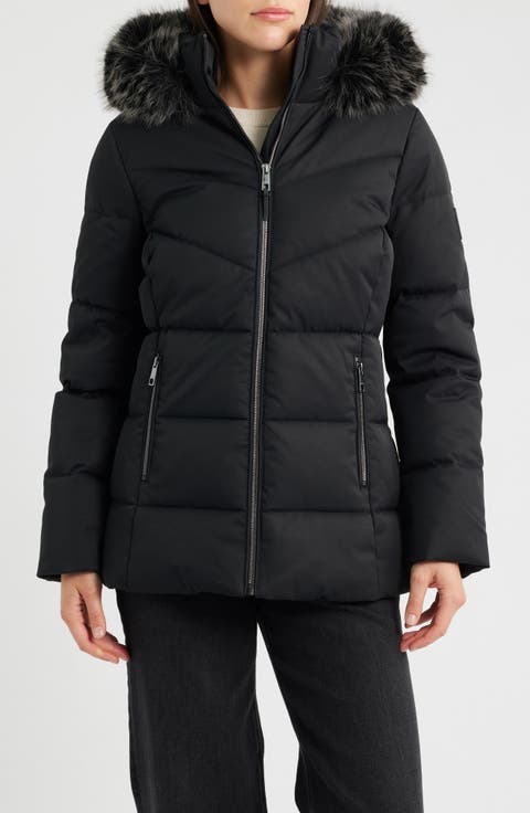 Faux Fur Trim Puffer Jacket