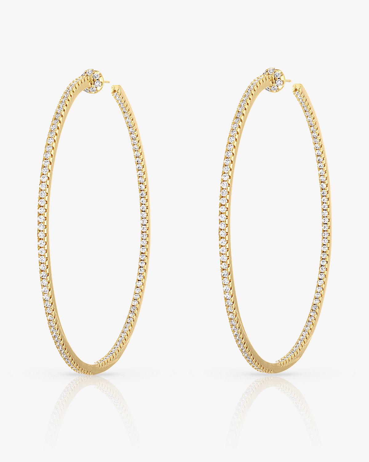 BEN ONI Thin Pave Inside Out. Hoop Earrings in Gold 