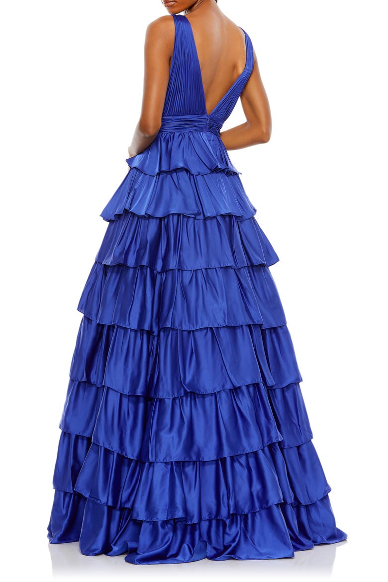 Ruffle Tiered Sleeveless Gown, Alternate, color, COBALT