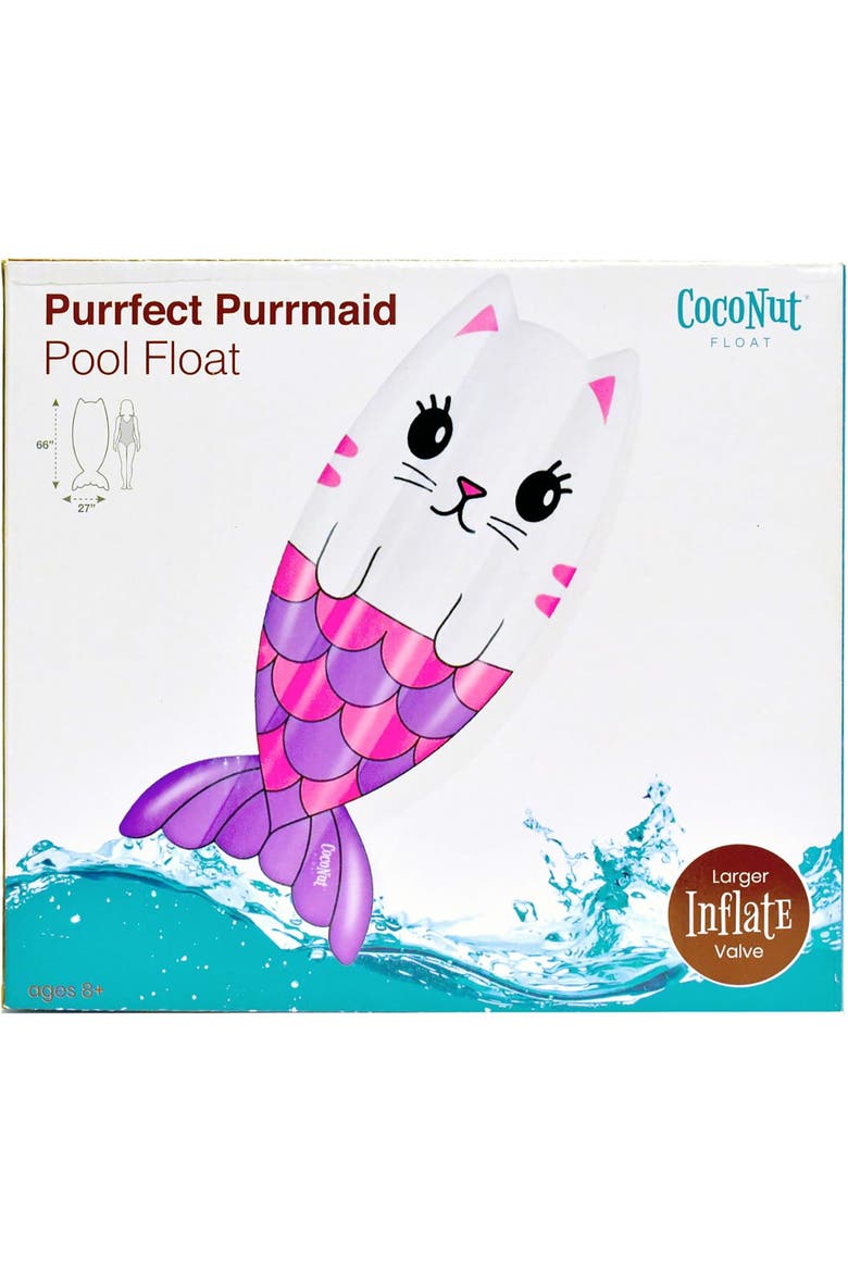 Purrfect Purrmaid Inflatable Pool Float, Alternate, color, Multicolored