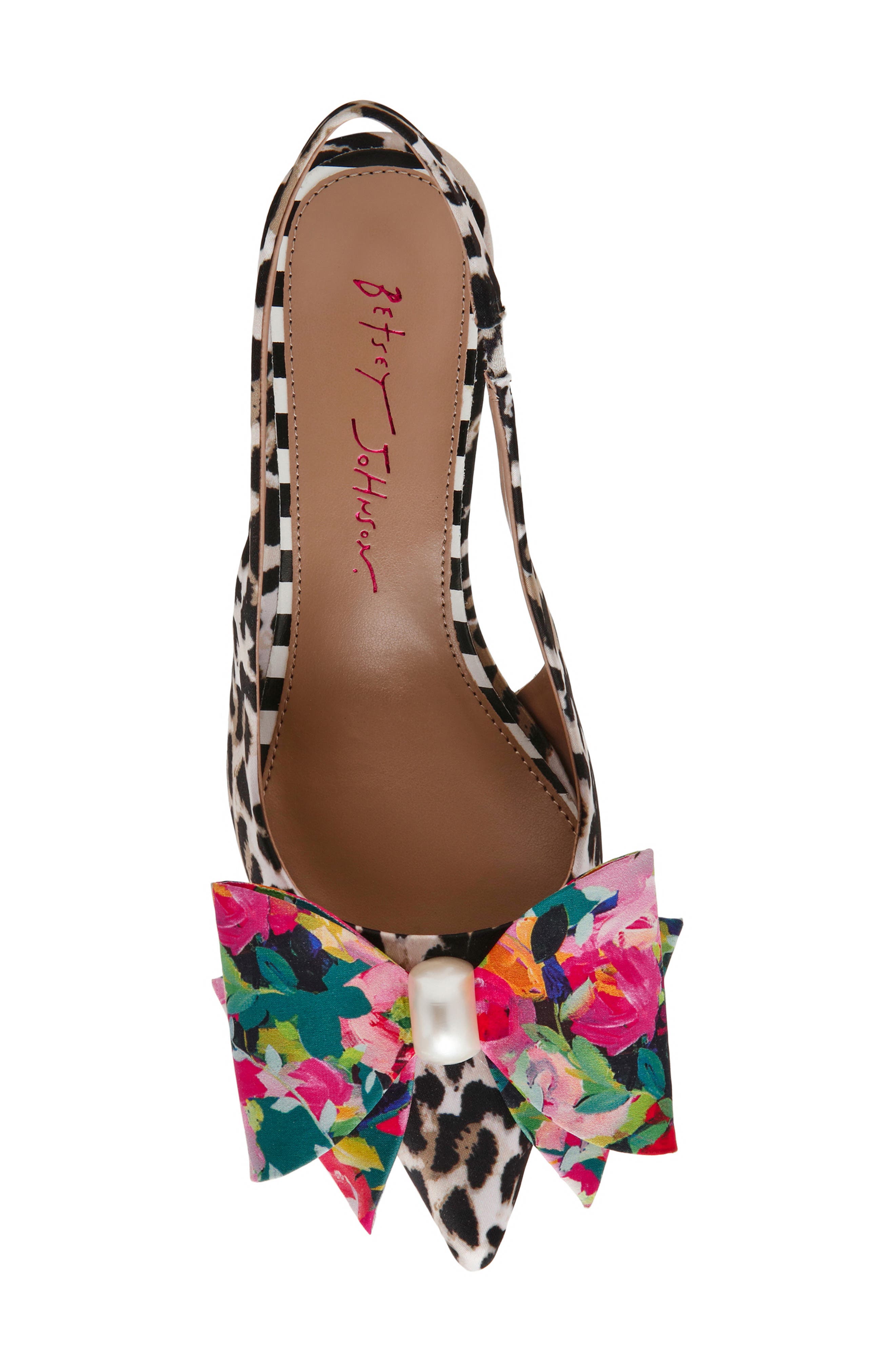 Betsey Johnson Claira Pointed Toe Slingback Pump, Alternate, color, Leopard Multi