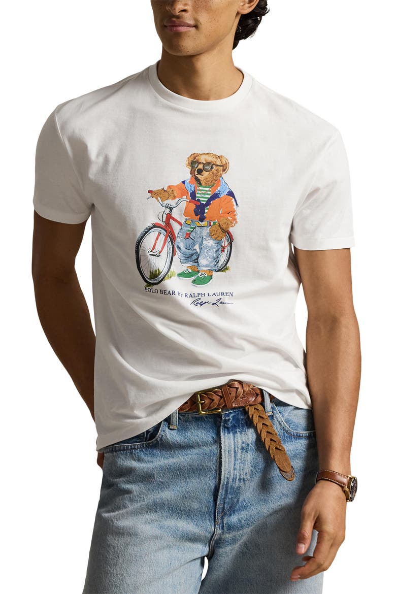 Classic Fit Polo Bear Graphic T-Shirt, Main, color, WHITE- SUMMER BEAR