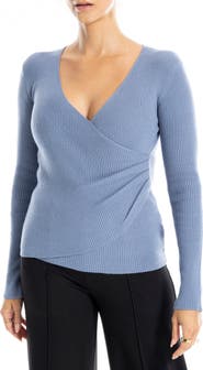 MAX STUDIO Faux Wrap Knit Sweater