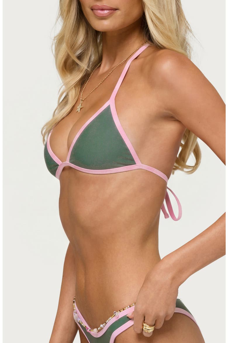 Dina Contrast Triangle Bikini Top, Alternate, color, OLIVE