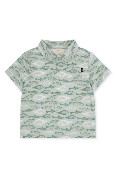 Kids' Feel Good Tech Fish Print Performance Polo (Little Kid)