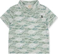 Feather 4 Arrow Kids' Feel Good Tech Fish Print Performance Polo