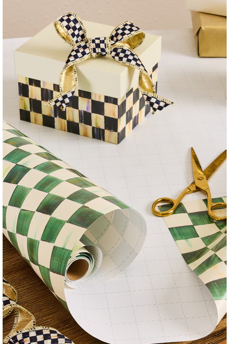 Emerald Check Set of 2 Gift Wrap Rolls, Alternate, color, GREEN