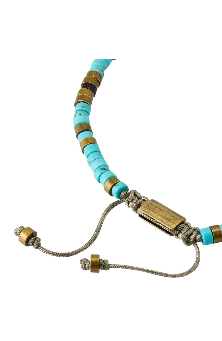 Jan Leslie Turquoise And Brass Beaded Pull Cord Closure Bracelet, Alternate, color, Turquoise