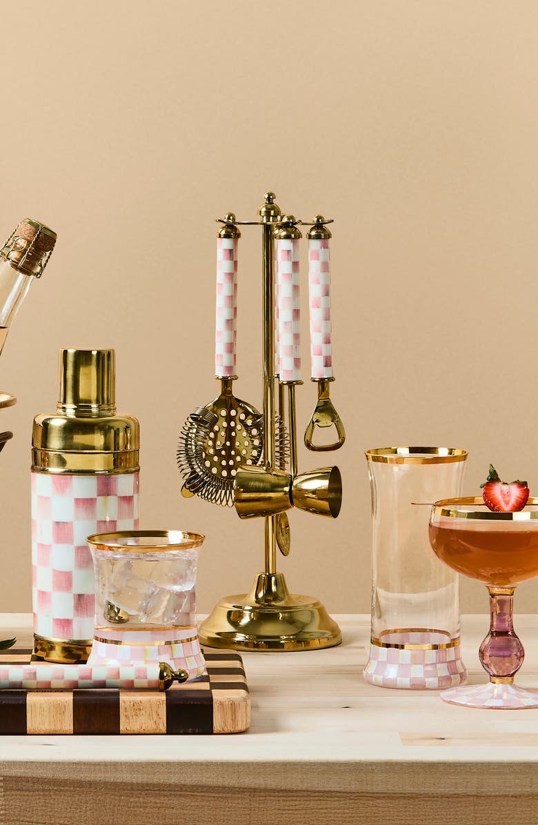 MACKENZIE CHILDS Rosy Check Enameled Steel Bar Tool Set, Alternate, color, Rosy