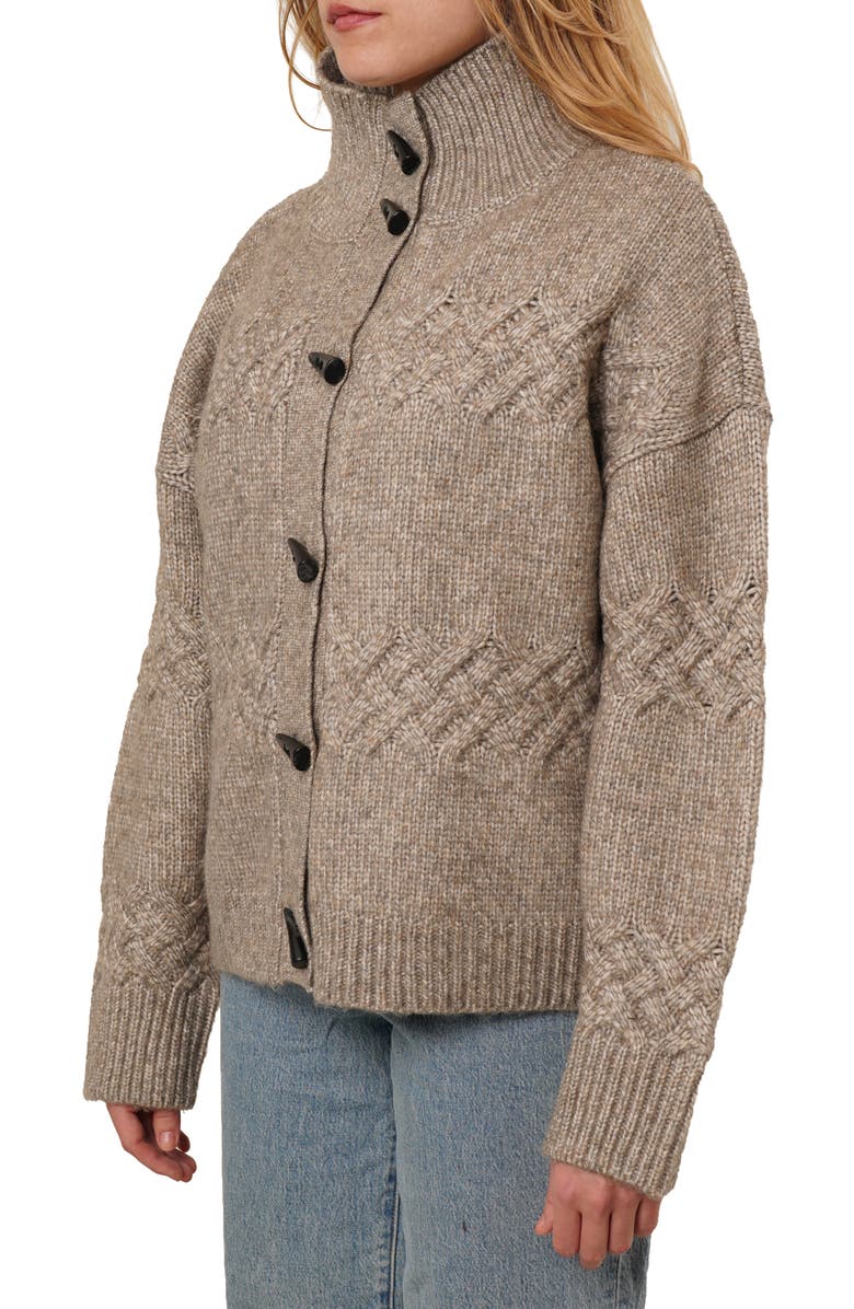 CYRUS Toggle Button Cable Knit Cardigan, Alternate, color, Umber
