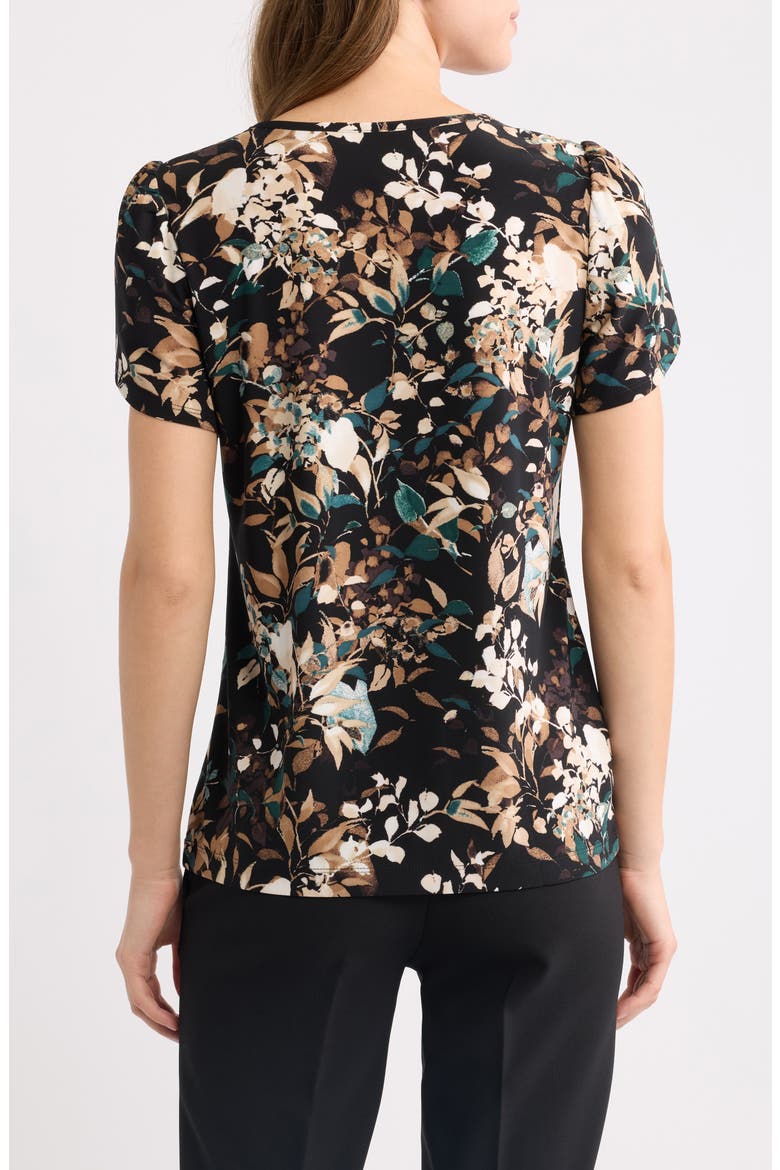 Floral Print Tulip Sleeve Jersey Top, Alternate, color, ANNE BLACK/ TREELINE MULTI