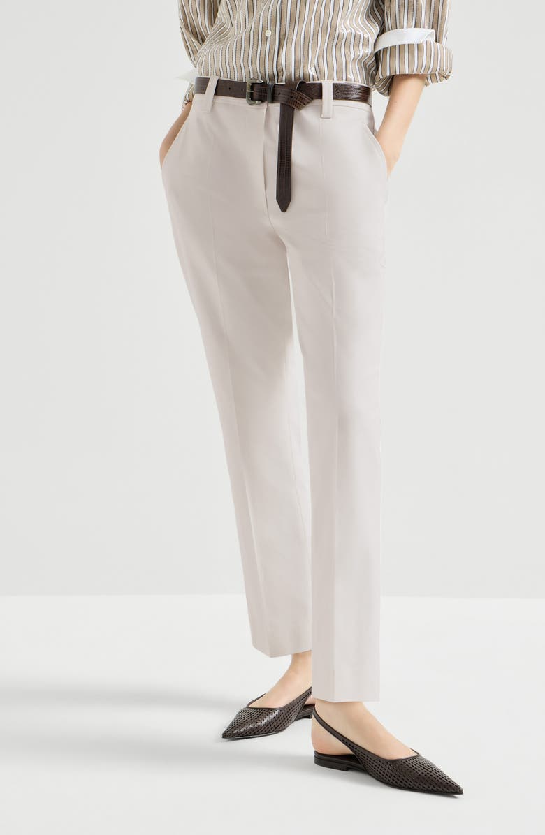 Brunello Cucinelli Cigarette trousers, Main, color, Oat