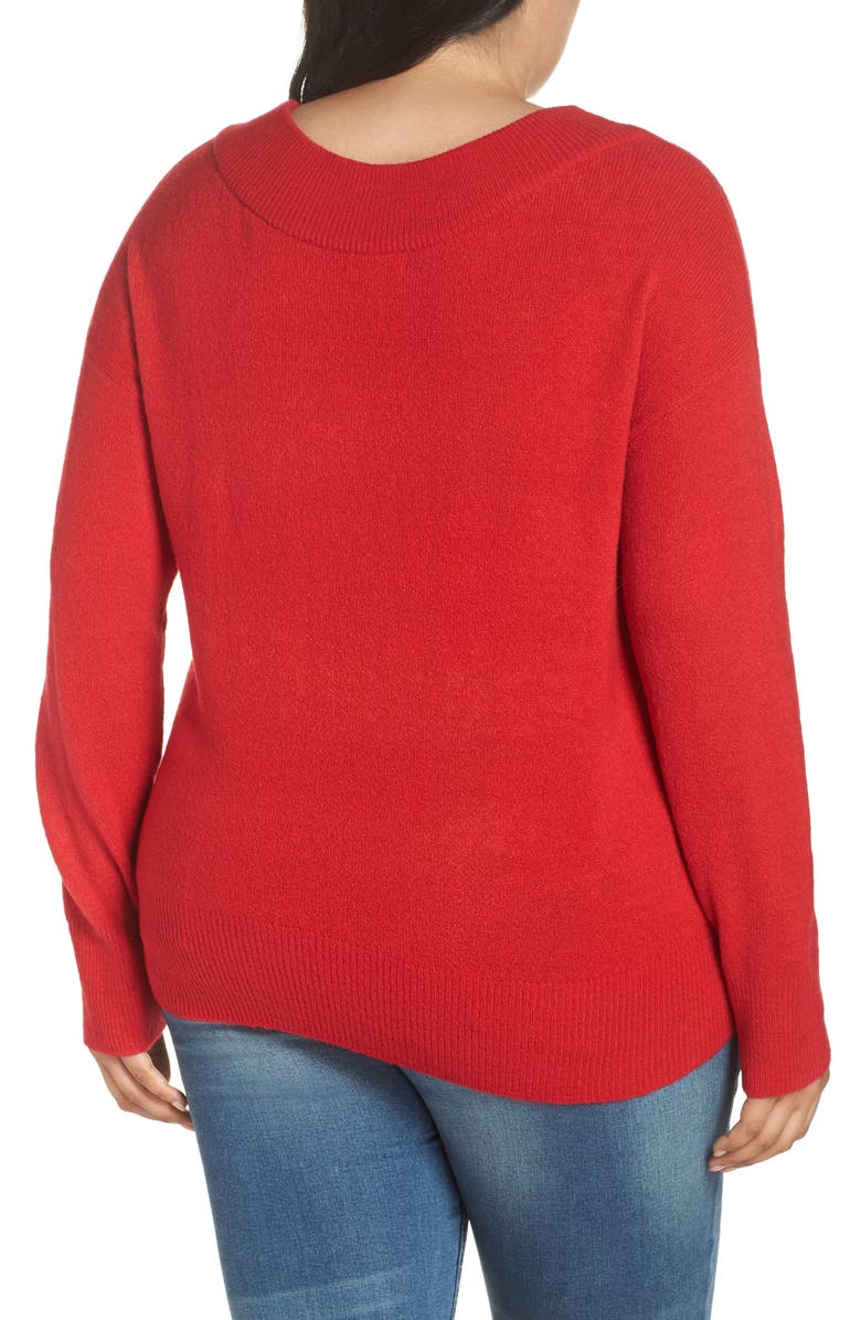 Leith Fluffy Deep V-Neck Pullover, Alternate, color, 