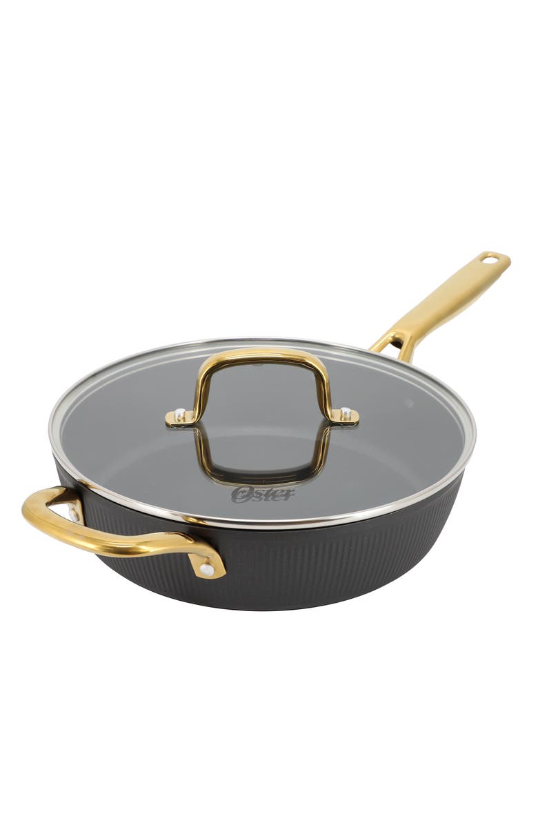 OSTER Abbottsford 4 Quart Nonstick Aluminum Saute Pan with Glass Lid, Main, color, Black