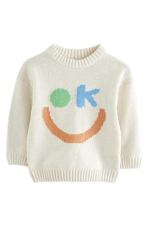Next Kids' Ok Smile Crewneck Sweater In Neutral