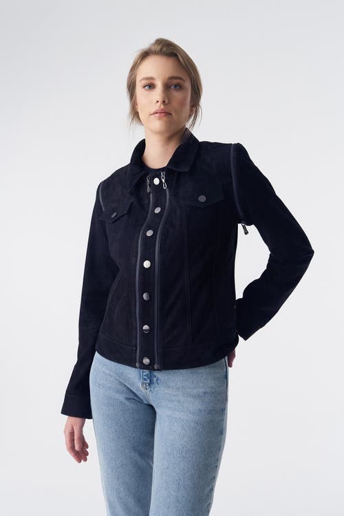 Furniq Uk Sarah Suede Jacket In Black