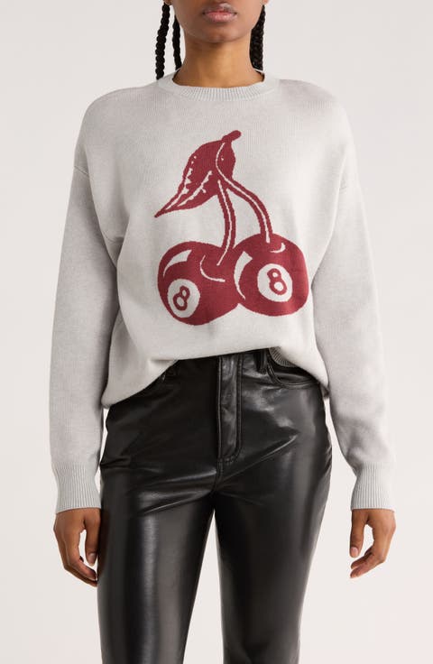 Cherry Intarsia Pullover Sweater